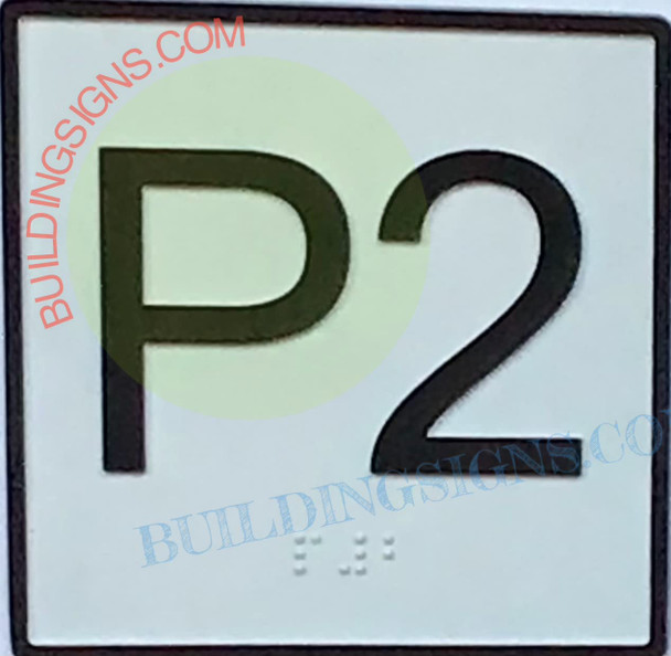 SIGNAGE Elevator Floor Number P2 SIGNAGE- Elevator JAMB Plate Floor P2