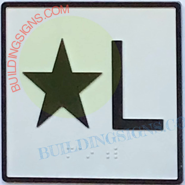 Elevator Floor Number Star L Sign- Elevator JAMB Plate Floor Star Lobby SIGNAGE