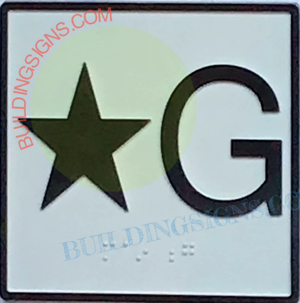 SIGNAGE Elevator Floor Number Star G SIGNAGE- Elevator JAMB Plate Floor Star Ground