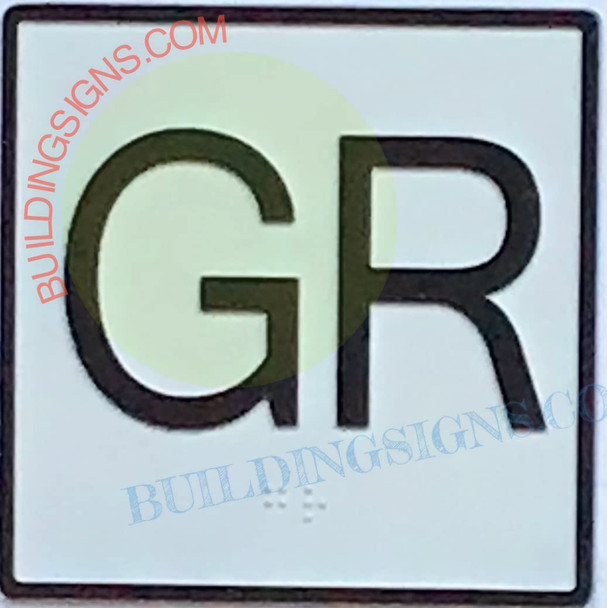 SIGNAGE Elevator Floor Number GR SIGNAGE- Elevator JAMB Plate Floor Ground