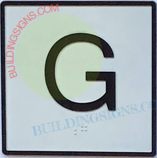 SIGNAGE Elevator Floor Number G SIGNAGE- Elevator JAMB Plate Floor Ground