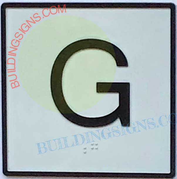 SIGN Elevator Floor Number G Sign- Elevator JAMB Plate Floor Ground