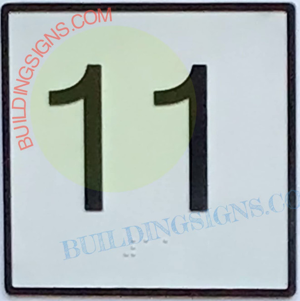 SIGNAGE ELEVATOR FLOOR NUMBER 11 SIGNAGE- ELEVATOR JAMB PLATE FLOOR 11 SIGNAGE