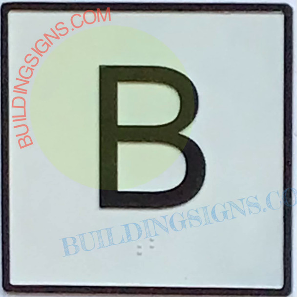 SIGN Elevator Floor Number B Sign- Elevator JAMB Plate Floor B