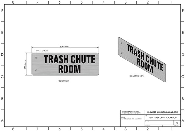 SIGNAGE Trash Chute Room-Two-Sided/Double Sided Projecting, Corridor and Hallway SIGNAGE