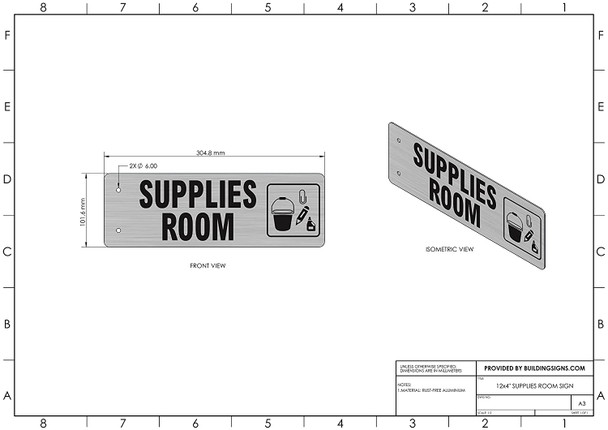 Supplies Room-Two-Sided/Double Sided Projecting, Corridor and Hallway