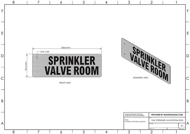 SIGNAGE Sprinkler Valve Room-Two-Sided/Double Sided Projecting, Corridor and Hallway