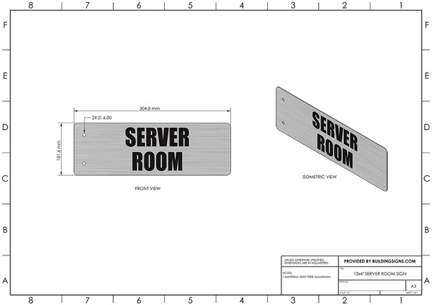 SIGNAGE Server Room-Two-Sided/Double Sided Projecting, Corridor and Hallway