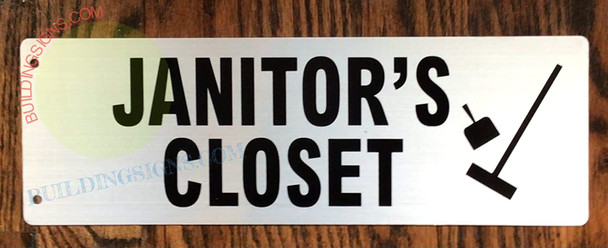 SIGN JANITOR'S Closet Sign-Two-Sided/Double Sided Projecting, Corridor and Hallway