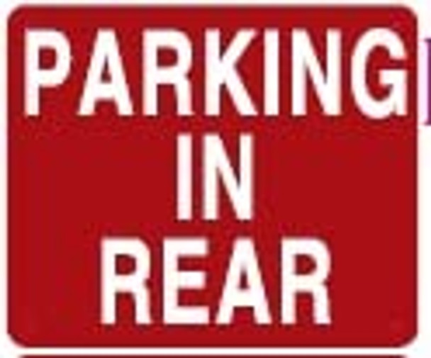 Parking in Rear Sign