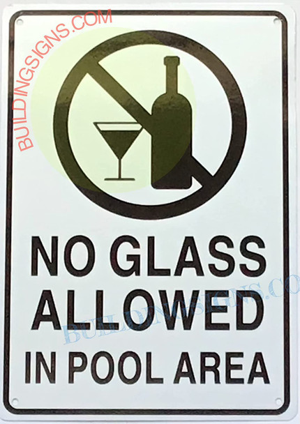 SIGN NO Glass Allowed in Pool Area