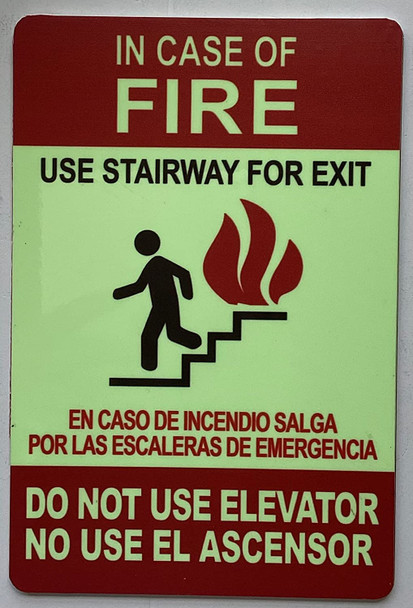 IN CASE OF FIRE USE STAIRS FOR EXIT DO NOT USE THIS ELEVATOR