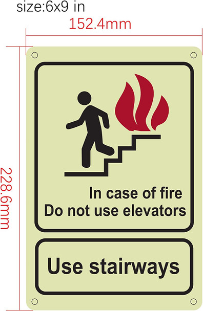 Photoluminescent IN CASE OF FIRE DO NOT USE ELEVATORS USE STAIRWAYS