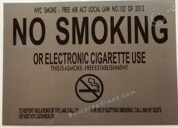 NYC NO SMOKING OR ELECTRONIC CIGARETTES