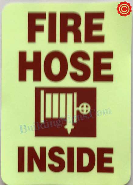 FIRE HOSE INSIDE Glow-In-The-Dark Self-Stick Polyester Glow-In-The-Dark Fire