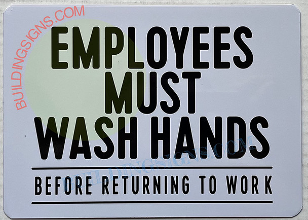 EMPLOYEES MUST WASH HANDS BEFORE RETURNING TO WORK SIGN