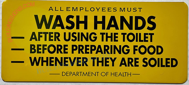 NYC All employee must wash hands SIGN