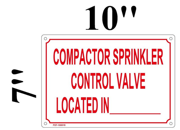 COMPACTOR SPRINKLER CONTROL VALVE LOCATED IN-SIGN