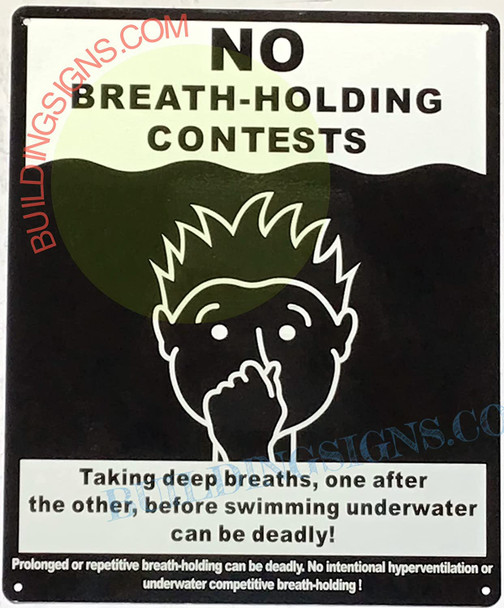 NO BREATH HOLDING CONTESTS NYC POOL Signage
