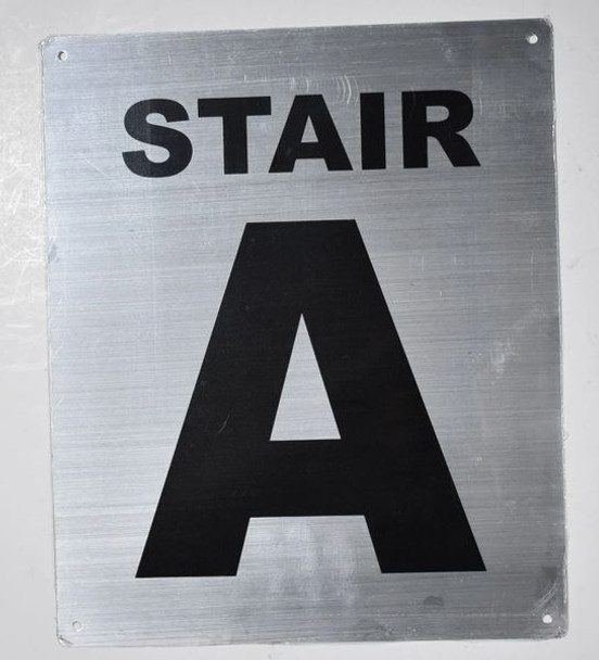 FLOOR NUMBER SIGN - STAIR A SIGN - SILVER - Monte Rosa Line