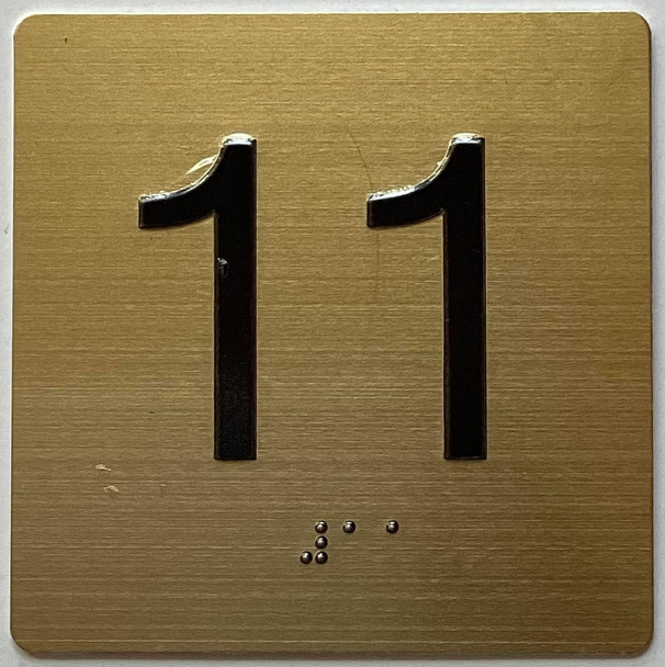 11TH FLOOR Elevator Jamb Plate sign With Braille and raised number-Elevator FLOOR 11 number sign  - The sensation line