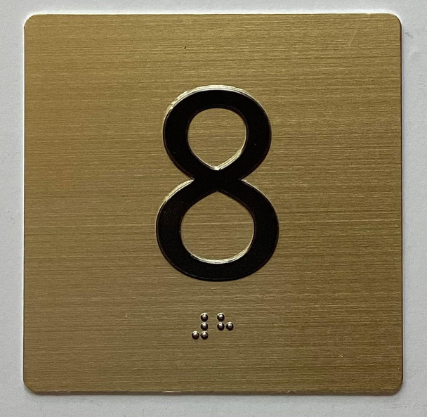 8TH FLOOR Elevator Jamb Plate sign With Braille and raised number-Elevator FLOOR 8 number sign  - The sensation line