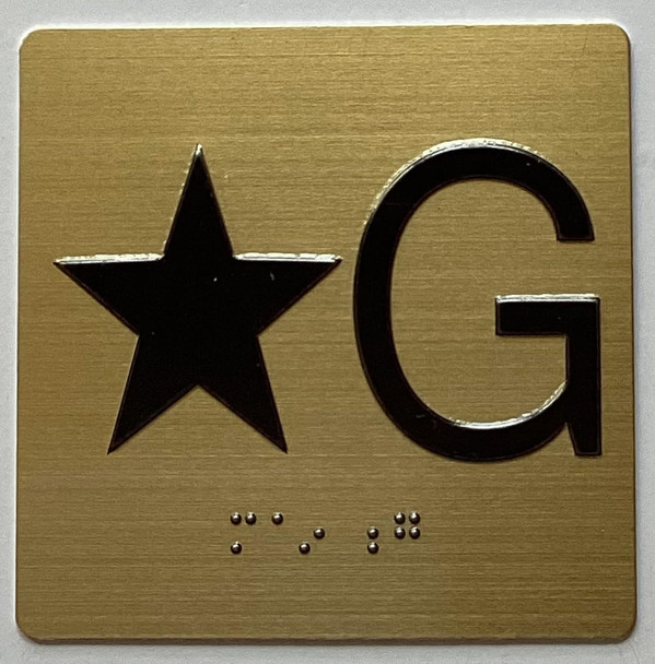 STAR G Elevator Jamb Plate Signage With Braille and raised number-Elevator STAR GROUND floor number Signage  - The sensation line