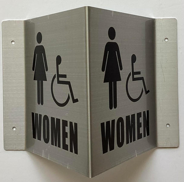 Corridor Woman restroom accessible sign-Woman restroom accessible Hallway sign -le couloir Line