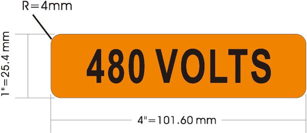 Sign 480 Volts Reflective Sticker -Safety Label Decal, 4x1 inch 10-Pack Vinyl for Electrical Pipe Markers