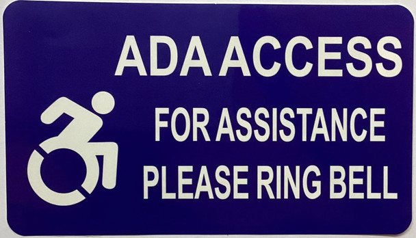 ADA ACCESS FOR ASSISTANCE PLEASE RING BELL Decal Sticker Sign