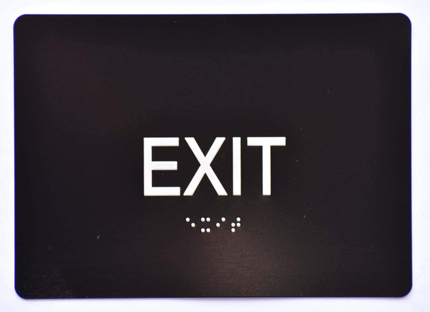 Sign EXIT  with braille and raised letters