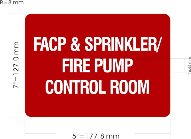 Sign FACP AND SPRINKLER FIRE PUMP CONTROL ROOM Decal/STICKER