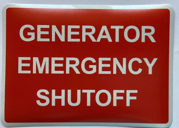 GENERATOR EMERGENCY SHUT-OFF Decal/STICKER Sign
