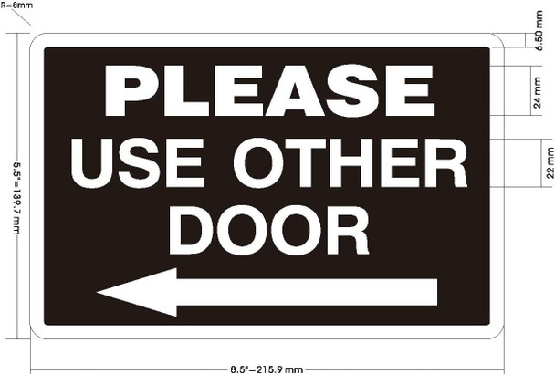 Sign Please Use Other Door Left AND Right Arrow Sticker Set