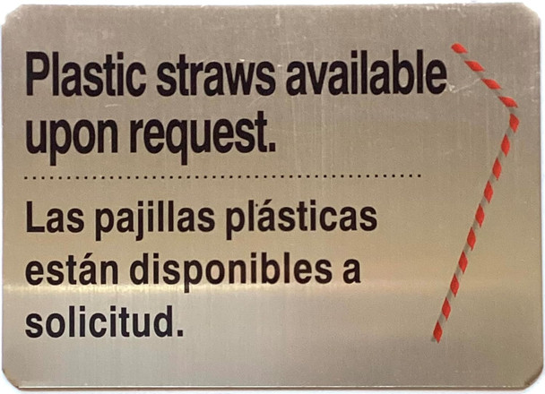 Sign RESTURANT PLASTIC STRAWS AVAILABLE UPON REQUEST  NYC New York City food service establishments