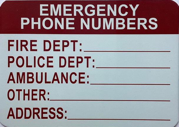 EMERGENCY PHONE NUMBER  Sign
