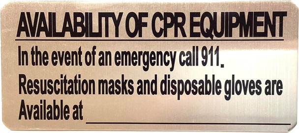 AVAILABILITY OF CPR EQUIPMENT IN THE EVENT OF AN EMERGENCY CALL 911 -NYC New York City food service establishments