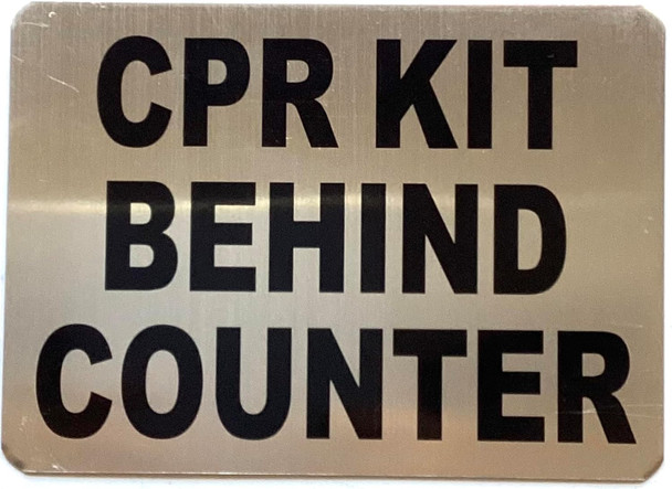 Sign CPR KIT BEHIND COUNTER  - NYC resturant