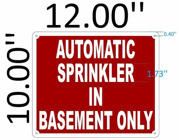 AUTOMATIC SPRINKLER IN BASEMENT ONLY SIGN