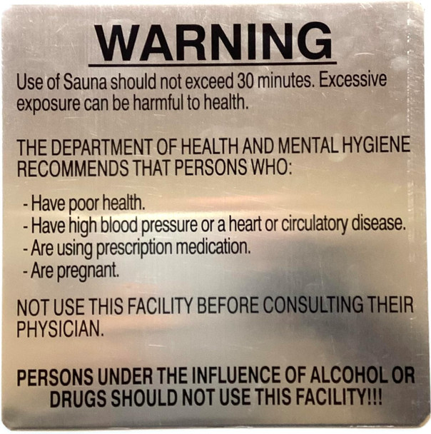 SAUNA RULES  -SAUNA SFETY  Sign