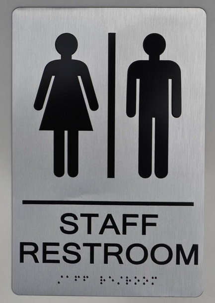 RESTROOM  Tactile Graphics Grade 2 Braille Text with raised letters  Signage