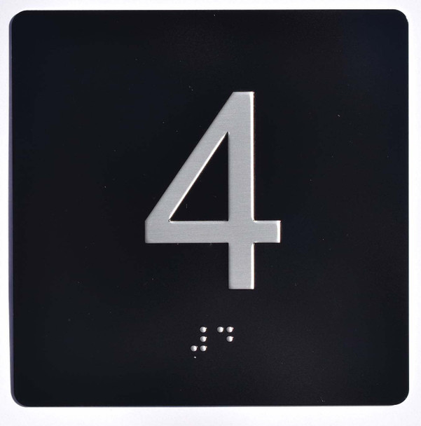 Elevator JAMB Plate with Braille - Elevator Floor Number Brush BLACK