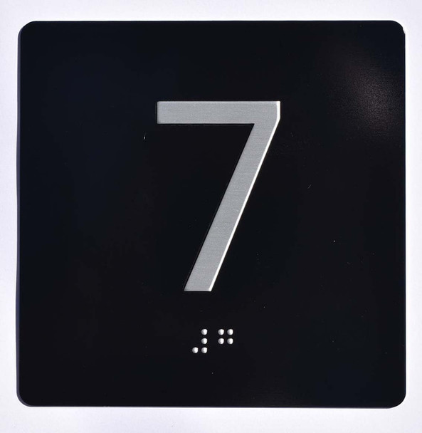 Elevator JAMB Plate with Braille - Elevator Floor Number Brush BLACK