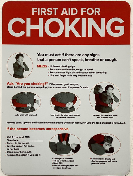 Chef Refrigerator FIRST AID FOR CHOKING Notice - FIRST AID FOR CHOKING /POSTER