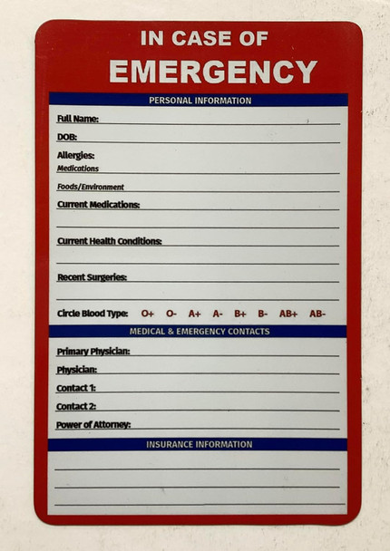 Sign ICE Medical Card for Seniors - in Case of Emergency Fridge Magnet with Marker - Refrigerator Safety Important Phone Numbers Call List for First Responders
