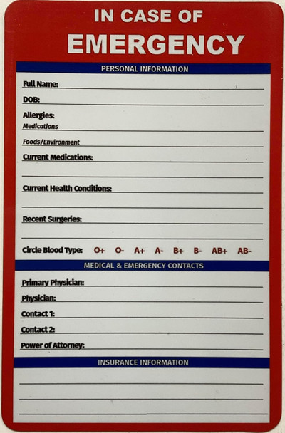 ICE Medical Card for Seniors - in Case of Emergency Fridge Magnet with Marker - Refrigerator Safety Important Phone Numbers Call List for First Responders Sign