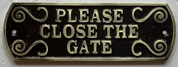 Signage  Cast Aluminium Please close the Gate