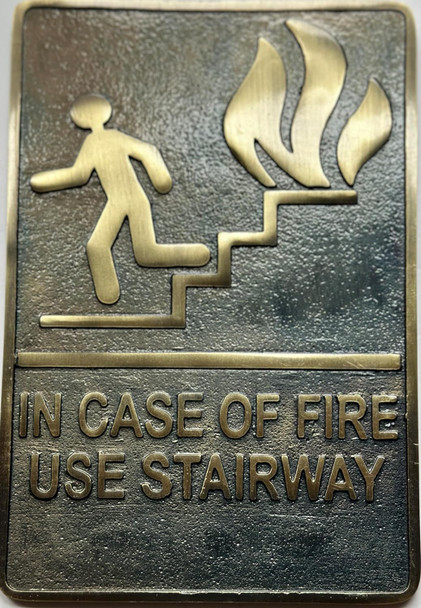 Cast Aluminium IN CASE OF FIRE USE STAIRWAY  Sign