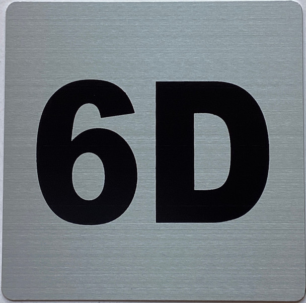 Apartment number 6D sign