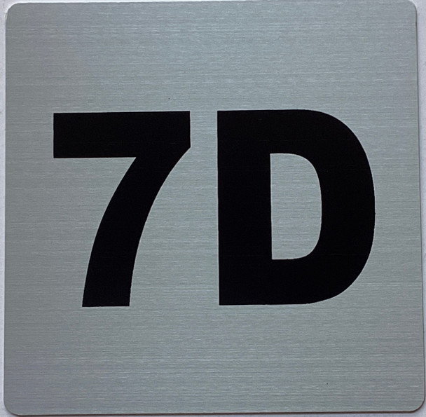 Apartment number 7D signage